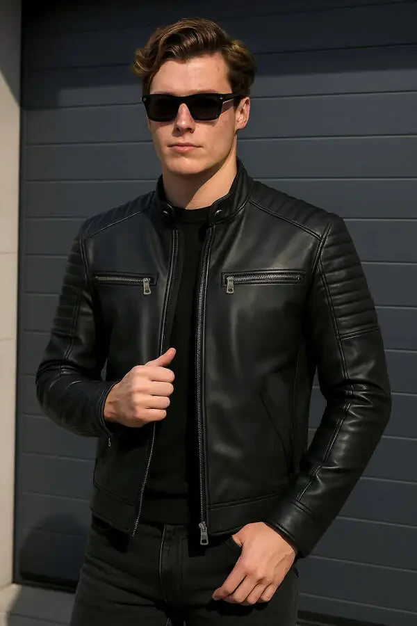 Men's Slim Fit Leather Jacket - 1
