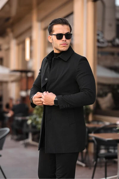 Men's Slim Fit Long Cashmere Coat - 7
