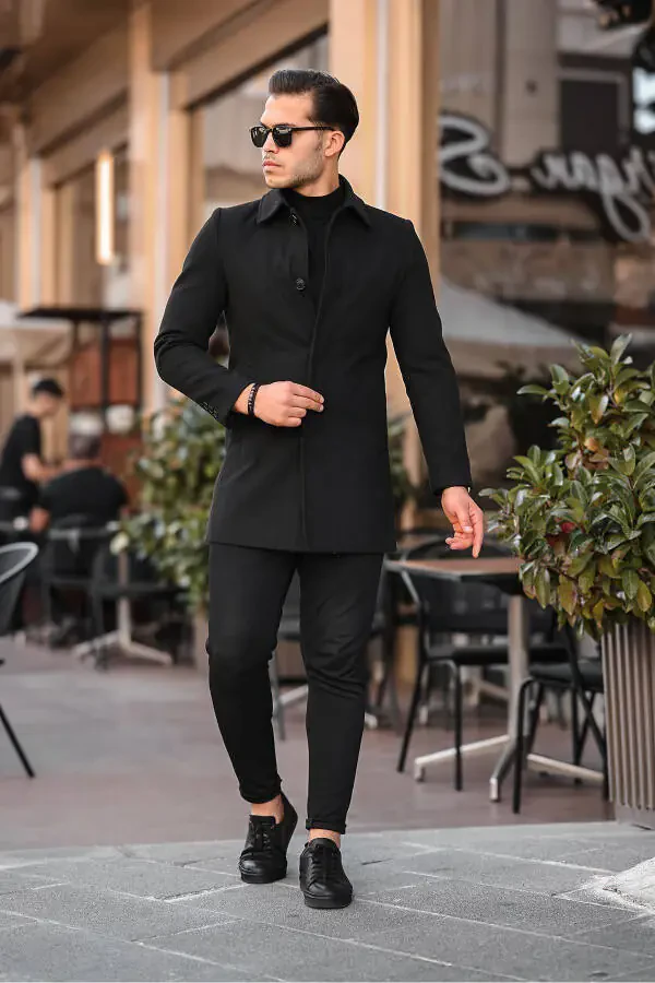 Men's Slim Fit Long Cashmere Coat - 9
