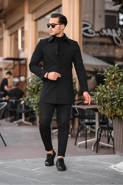 Men's Slim Fit Long Cashmere Coat - 4