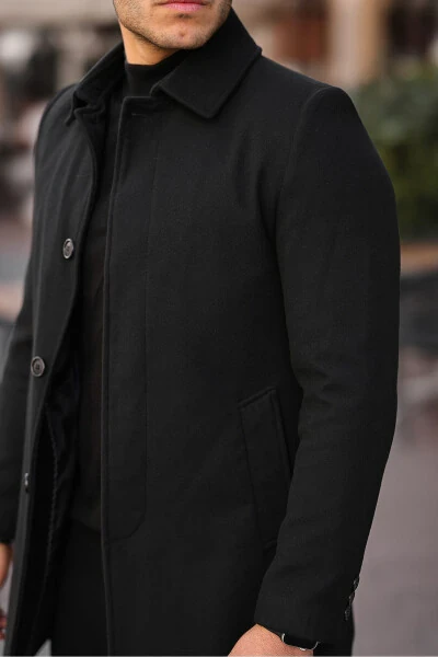 Men's Slim Fit Long Cashmere Coat - 5