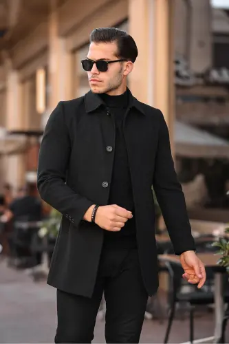 Men's Slim Fit Long Cashmere Coat 