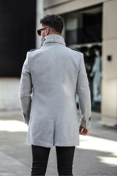 Men's Slim Fit Long Cashmere Coat - 4