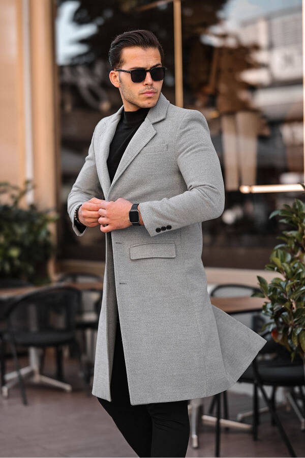 Men's Slim Fit Long Cashmere Coat - 10