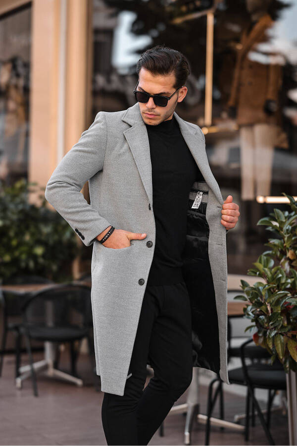 Men's Slim Fit Long Cashmere Coat - 11