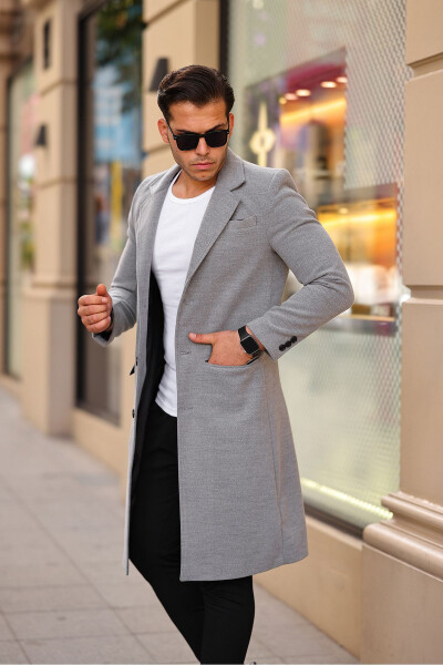 Men's Slim Fit Long Cashmere Coat - 13