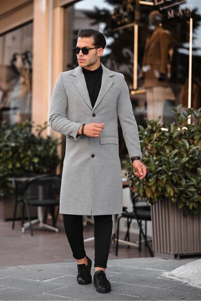 Men's Slim Fit Long Cashmere Coat - 16