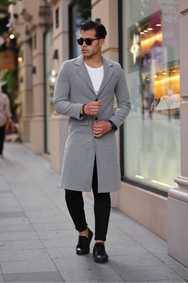 Men's Slim Fit Long Cashmere Coat - 5