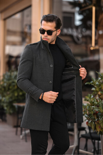 Men's Slim Fit Long Cashmere Coat - 11