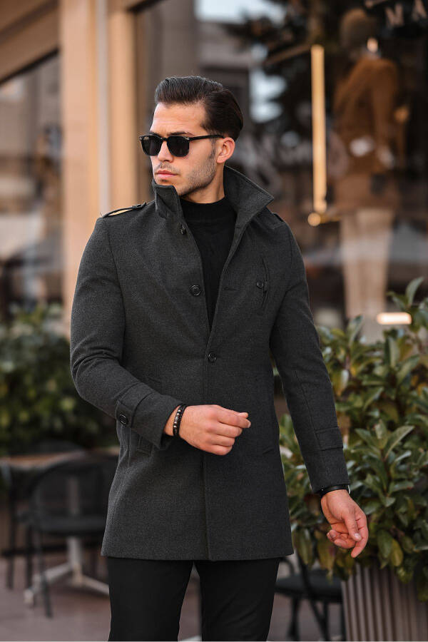 Men's Slim Fit Long Cashmere Coat - 14