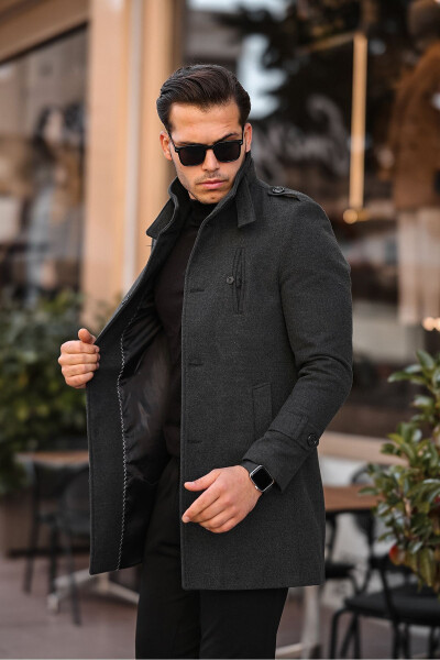 Men's Slim Fit Long Cashmere Coat - 7