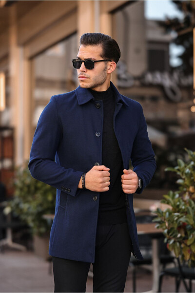 Men's Slim Fit Long Cashmere Coat - 2