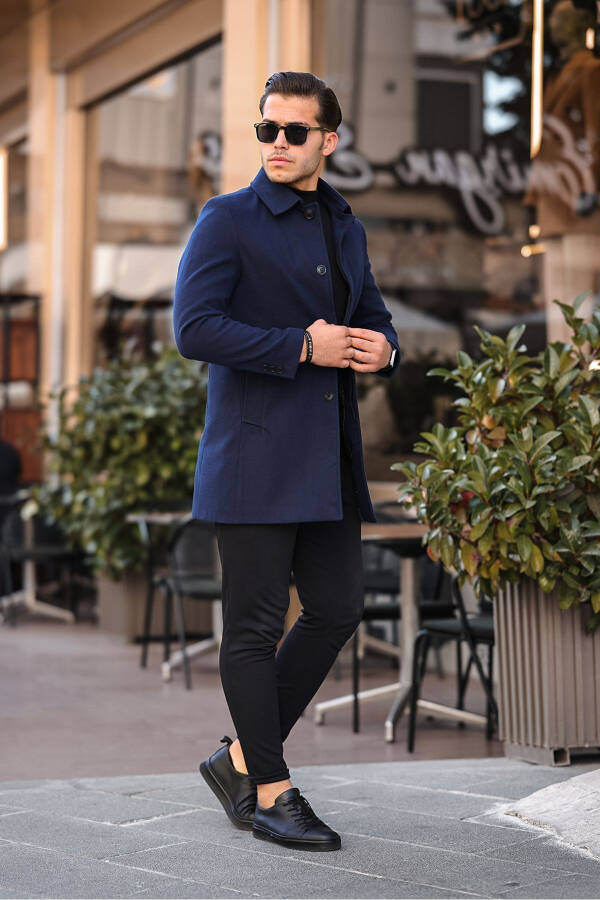 Men's Slim Fit Long Cashmere Coat - 3