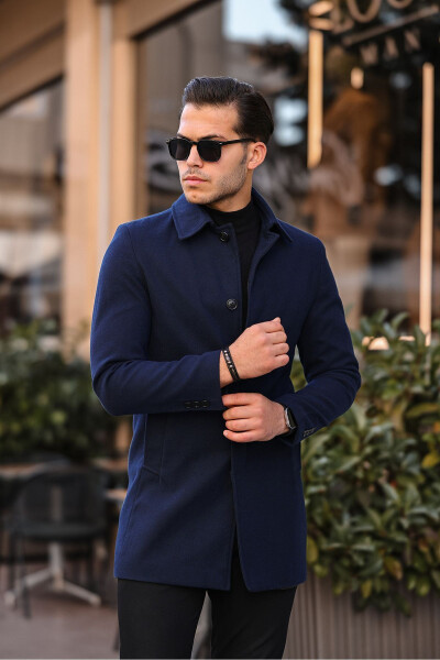 Men's Slim Fit Long Cashmere Coat - 5