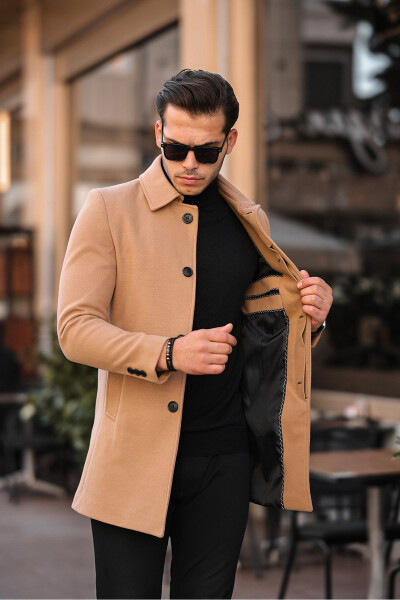 Men's Slim Fit Long Cashmere Coat - 1