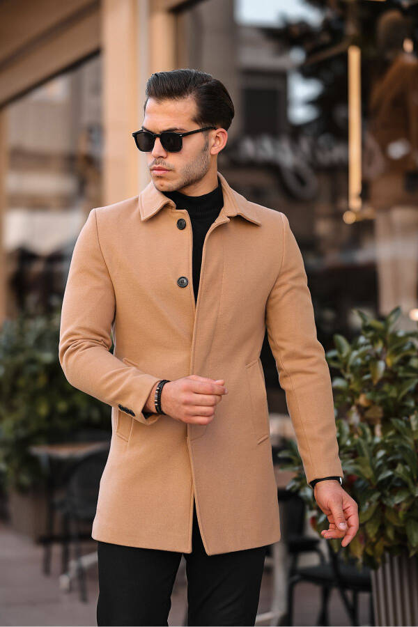 Men's Slim Fit Long Cashmere Coat - 5