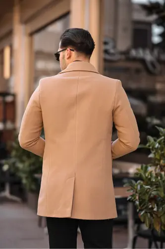 Men's Slim Fit Long Cashmere Coat - GM GIYIMARKET (1)