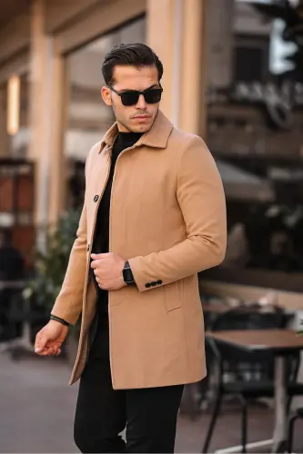Men's Slim Fit Long Cashmere Coat - 6