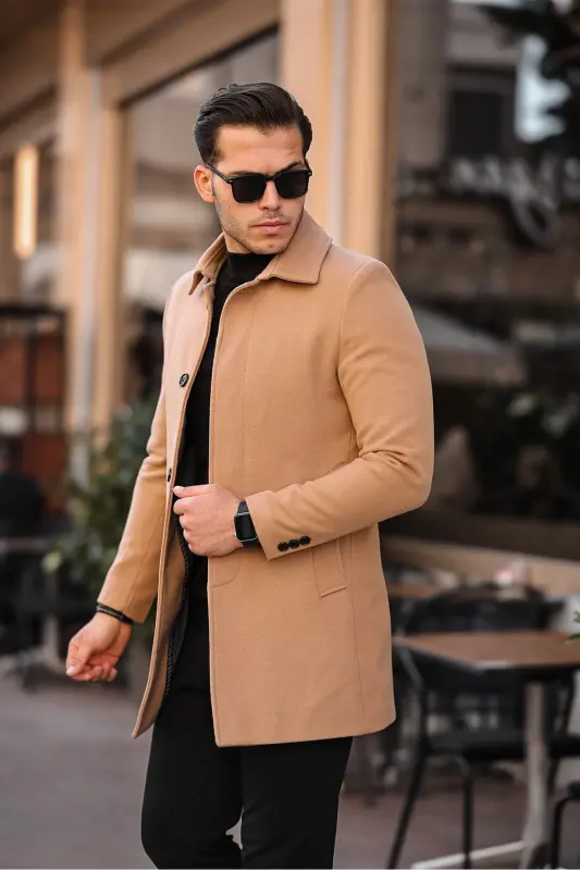 Men's Slim Fit Long Cashmere Coat - 6