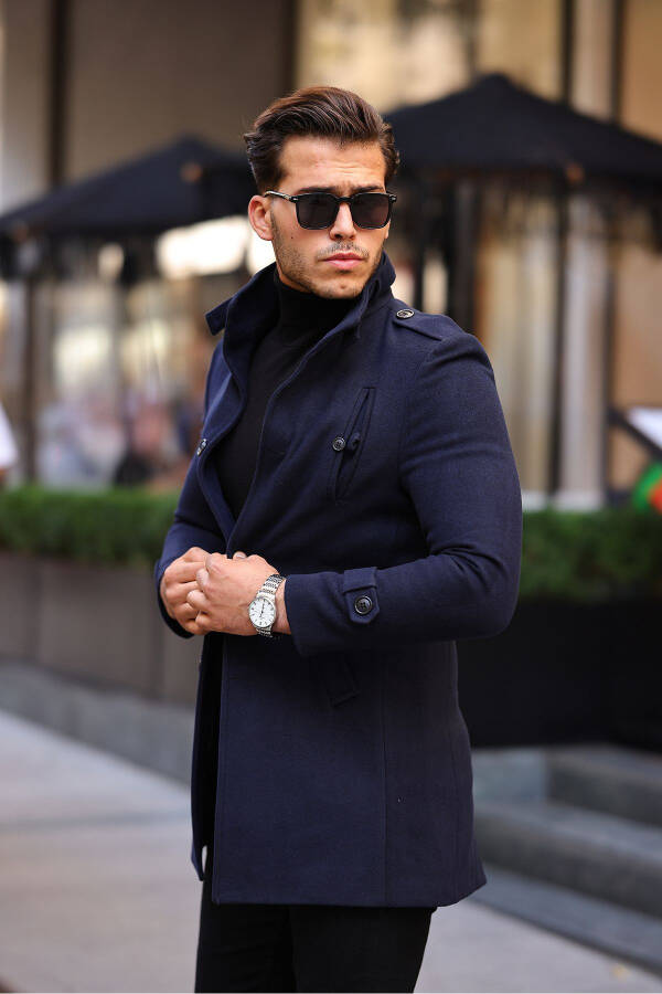 Men's Slim Fit Long Cashmere Coat - 11