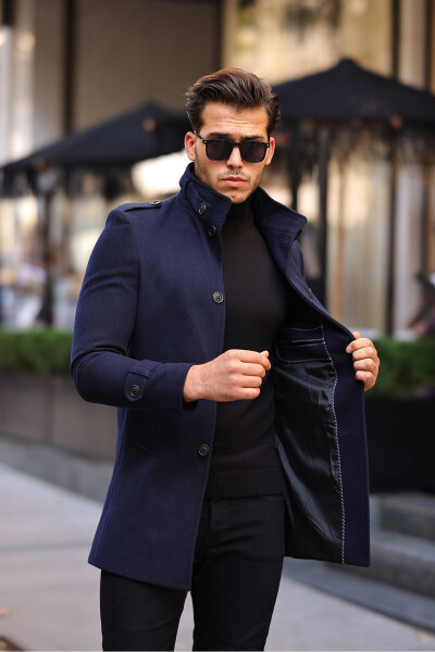 Men's Slim Fit Long Cashmere Coat - 2