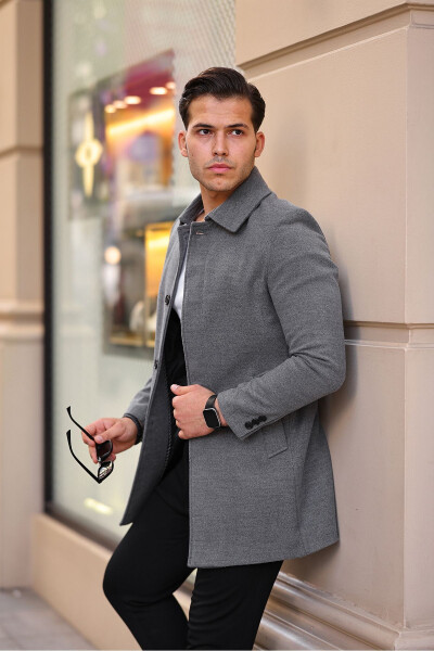 Men's Slim Fit Long Cashmere Coat - GM GIYIMARKET (1)