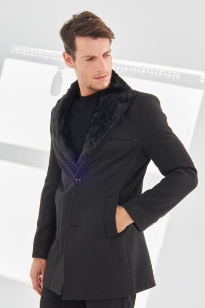 Men's Slim Fit Long Cashmere Coat - 1