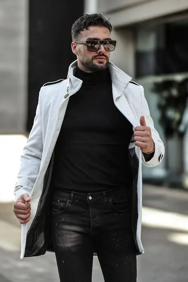 Men's slim fit long cashmere coat - 11