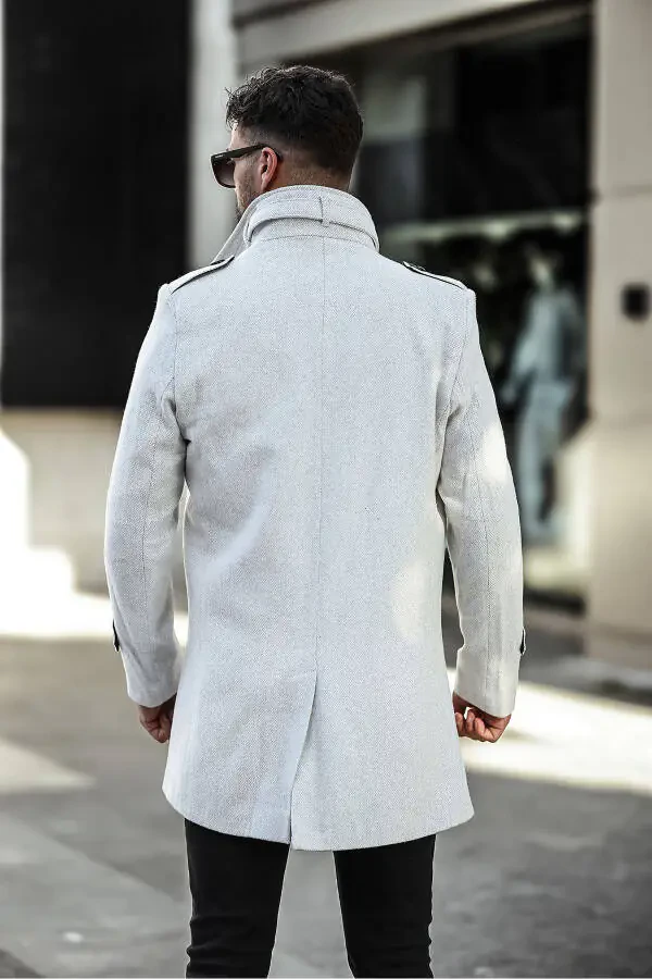 Men's slim fit long cashmere coat - 13