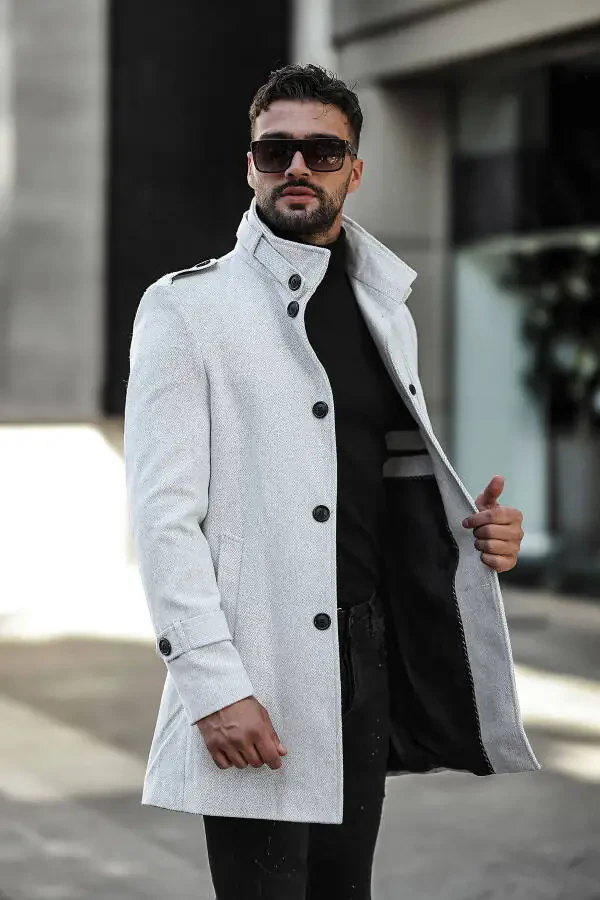 Men's slim fit long cashmere coat - 1