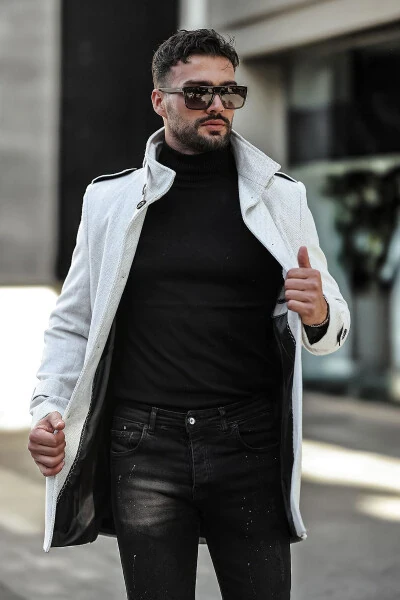 Men's slim fit long cashmere coat - 3