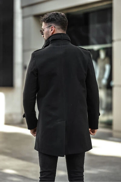 Men's slim fit long cashmere coat - 11