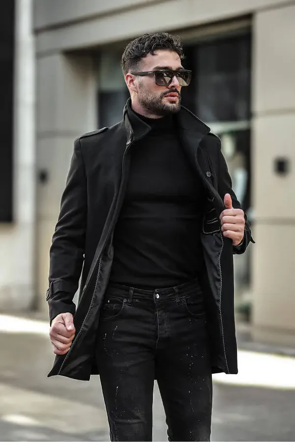 Men's slim fit long cashmere coat - 2