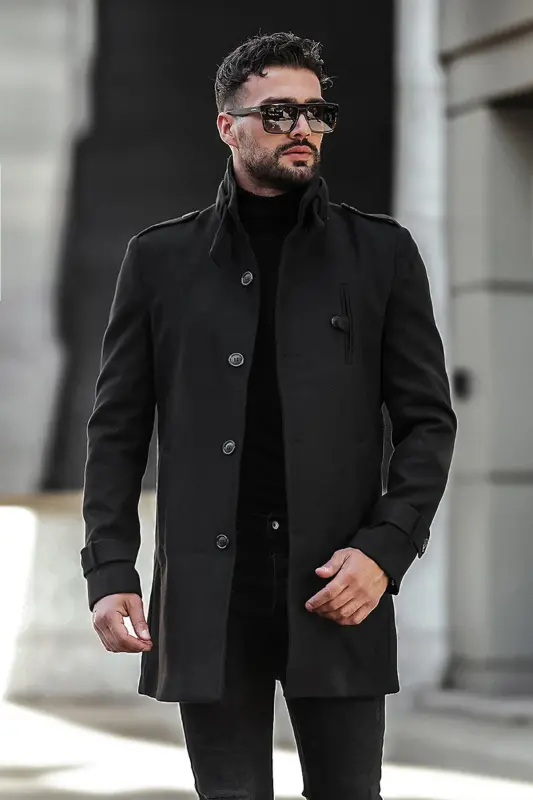 Men's slim fit long cashmere coat - 1