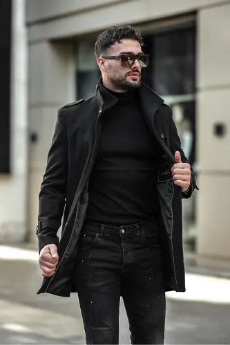 Men's slim fit long cashmere coat - GM GIYIMARKET (1)