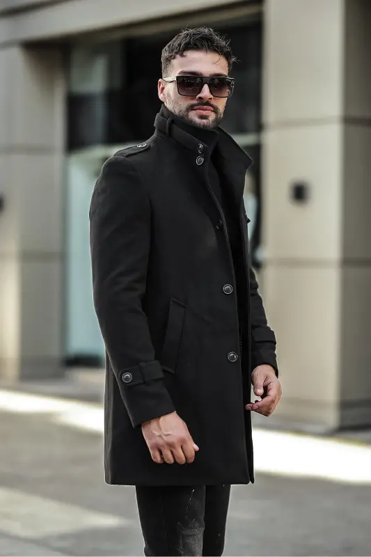 Men's slim fit long cashmere coat - 3