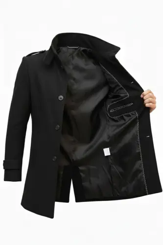 Men's slim fit long cashmere coat - 6