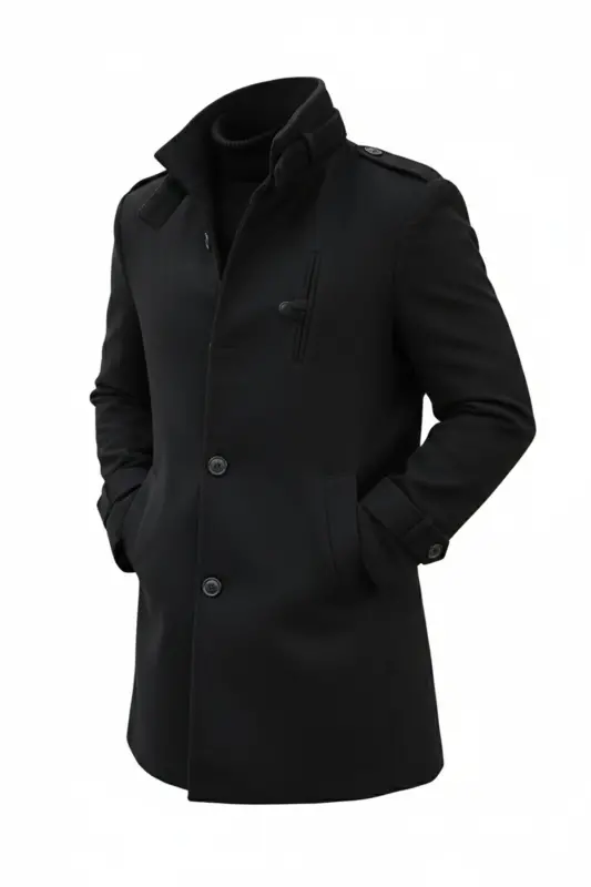 Men's slim fit long cashmere coat - 7