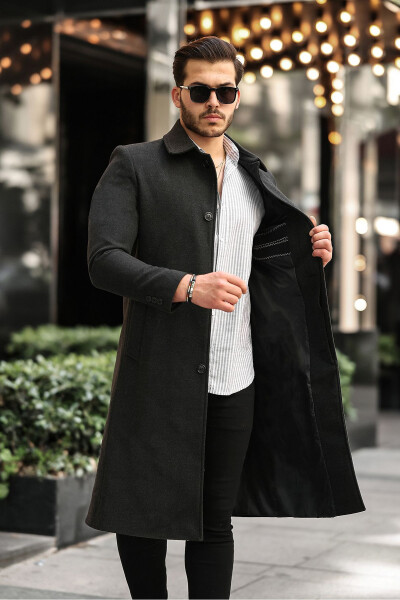 Men's slim fit long cashmere coat - 1