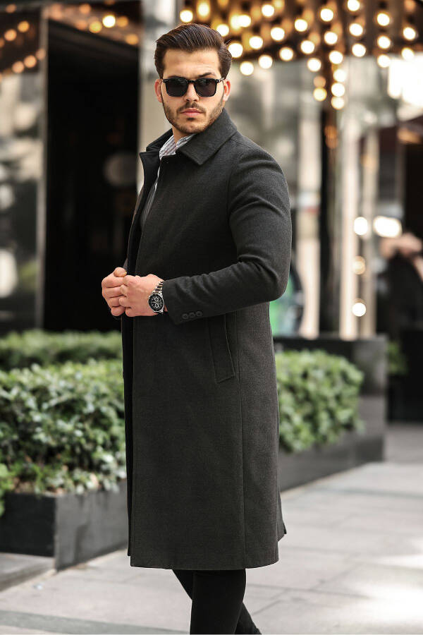 Men's slim fit long cashmere coat - 2