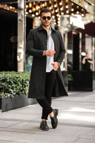 Men's slim fit long cashmere coat - 4