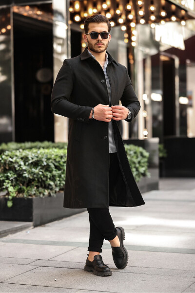 Men's slim fit long cashmere coat - 4