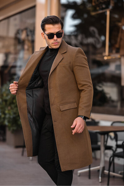 Men's Slim-Fit Long Wool Cashmere Coat - 9