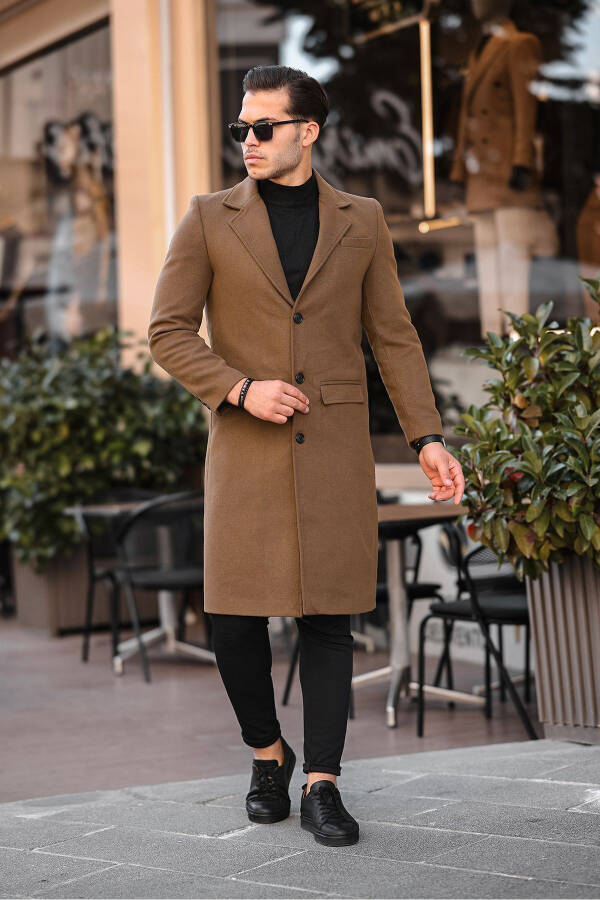 Men's Slim-Fit Long Wool Cashmere Coat - 2