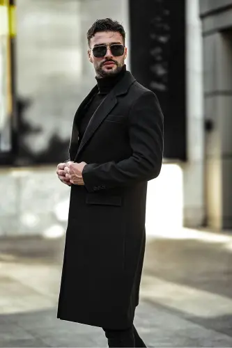 Men's Slim Fit Long Wool Cashmere Coat - 3