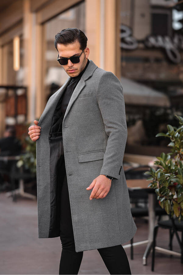 Men's Slim Fit Long Wool Coat - 12