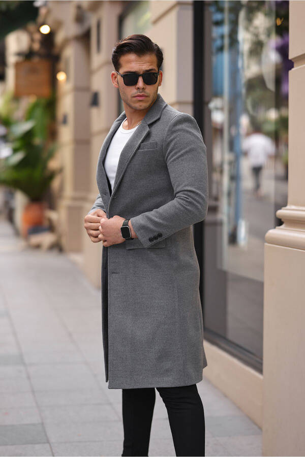 Men's Slim Fit Long Wool Coat - 15