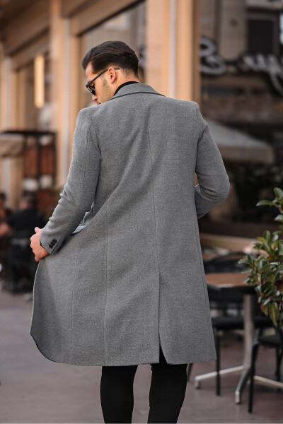 Men's Slim Fit Long Wool Coat - 16