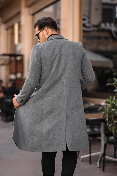 Men's Slim Fit Long Wool Coat - 8