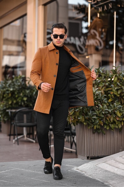 Men's Slim Fit Long Wool Coat - 9